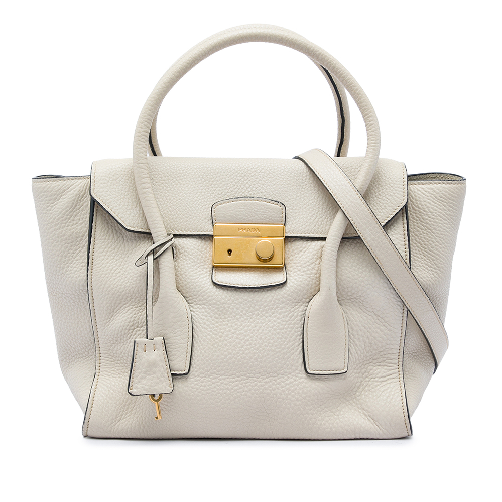 Pre-Loved Prada Vitello Daino Sound Lock Satchel
